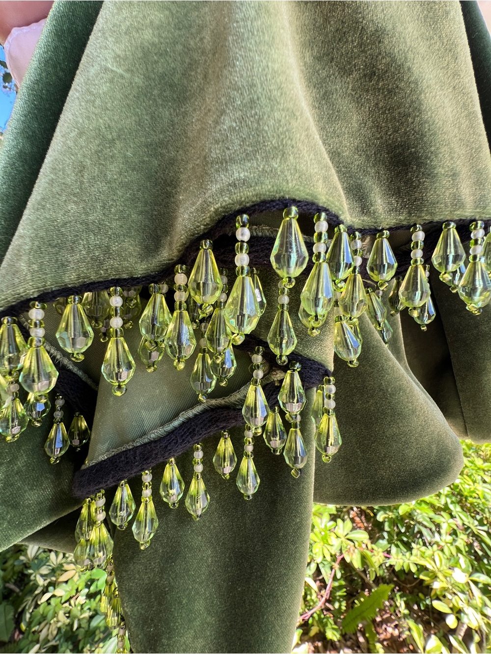 Vintage Y2K Betsey Johnson Olive Velvet Beaded Fringe Dress – S - Picture 10 of 10